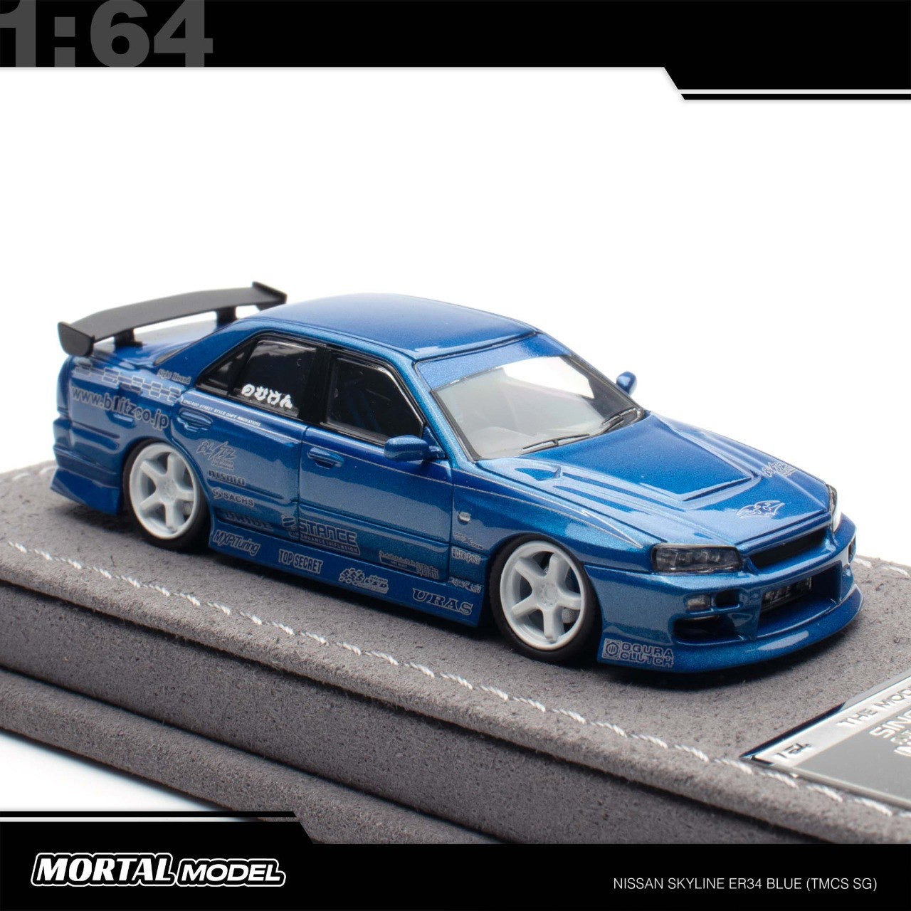 Mortal Diecast - Pre-Order - Nissan Skyline ER34, blue TMCS Singapur 2025 Event Model - MO64-ER34-BLU