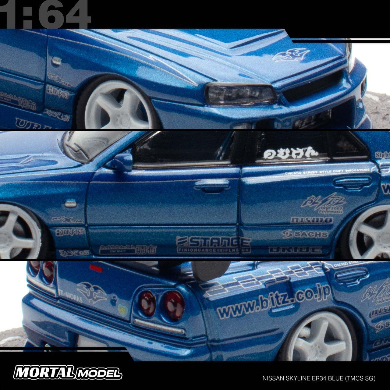 Mortal Diecast - Pre-Order - Nissan Skyline ER34, blue TMCS Singapur 2025 Event Model - MO64-ER34-BLU
