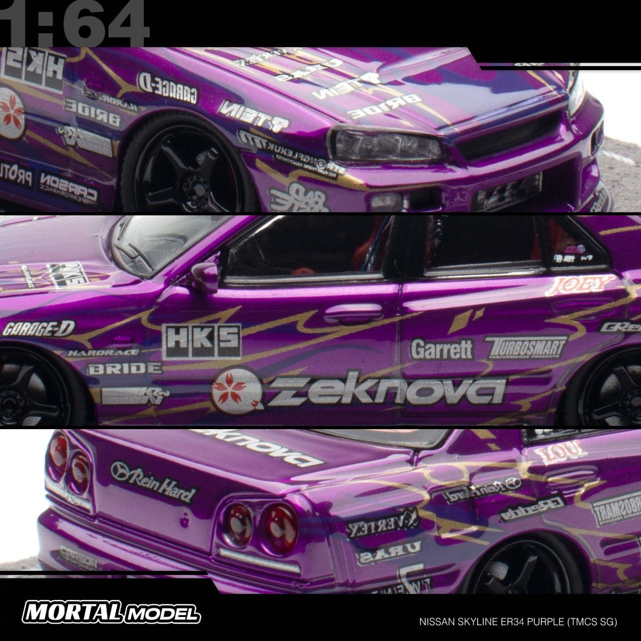 Mortal Diecast - Pre-Order - Nissan Skyline ER34, purple - TMCS Singapur 2025 Event Model - MO64-ER34-PUR