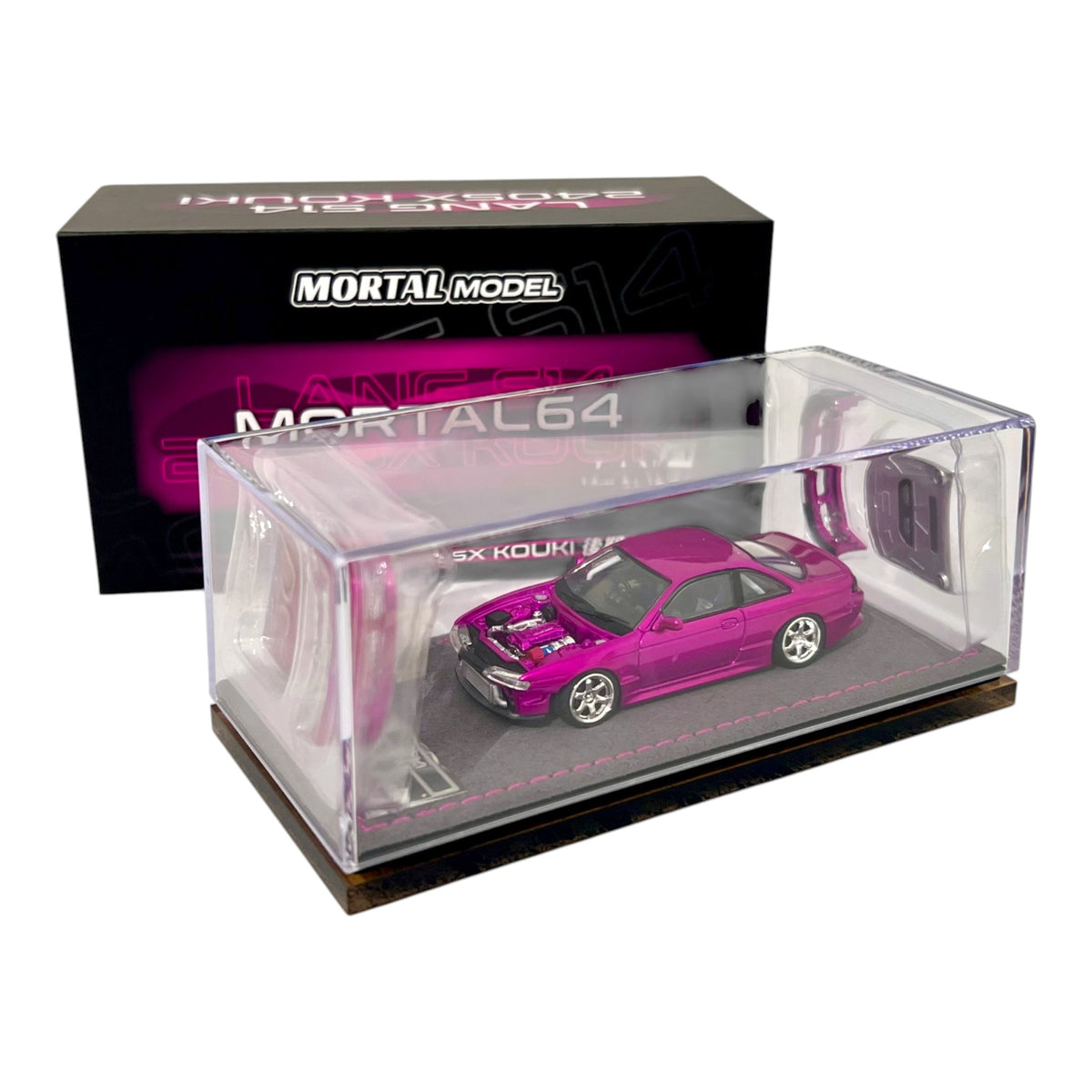 Mortal Diecast - Ridge S14 240SX Kouki, Flash Pink - MO64-S14-KOUKI-PINK