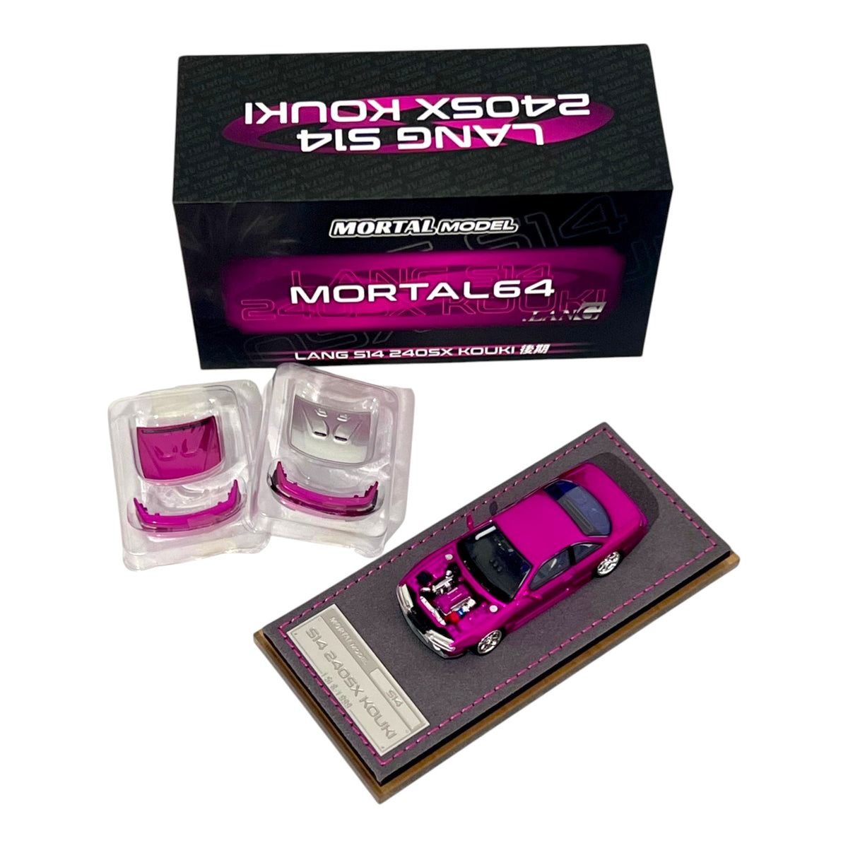 Mortal Diecast - Ridge S14 240SX Kouki, Flash Pink - MO64-S14-KOUKI-PINK