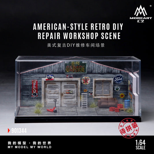 MoreArt - Pre-Order - American-Style Retro DIY Repair Workshop Diorama mit Zubehör - MO901344