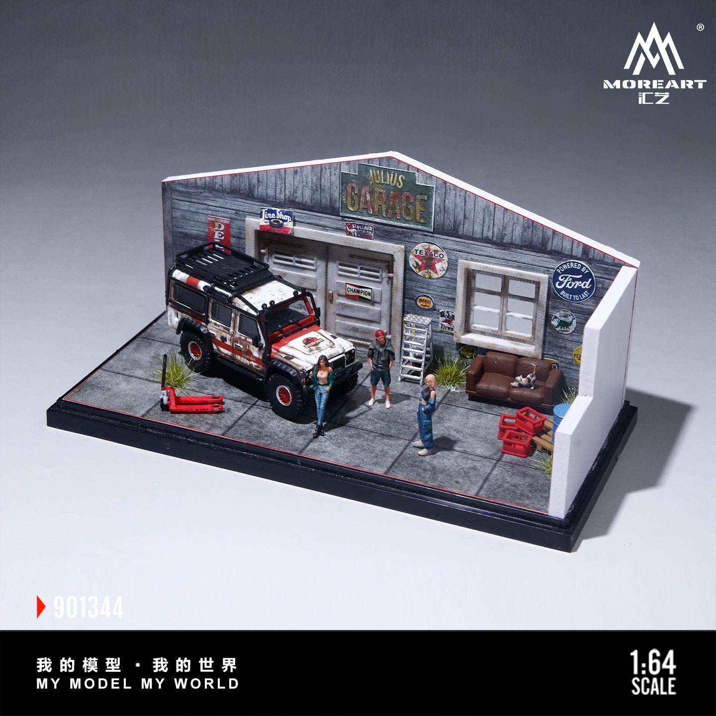 MoreArt - Pre-Order - American-Style Retro DIY Repair Workshop Diorama mit Zubehör - MO901344