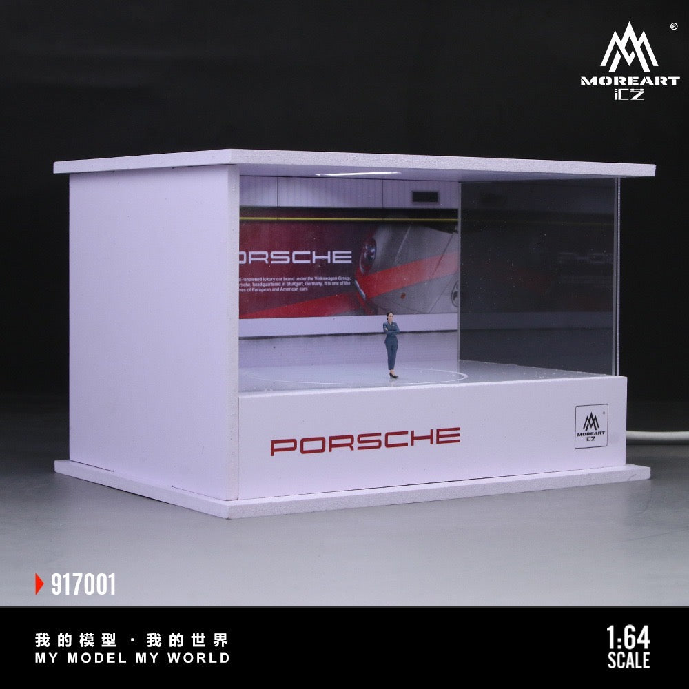 MoreArt - Porsche Turntable Exhibition Hall - Diorama mit Beleuchtung und Figur - MO917001