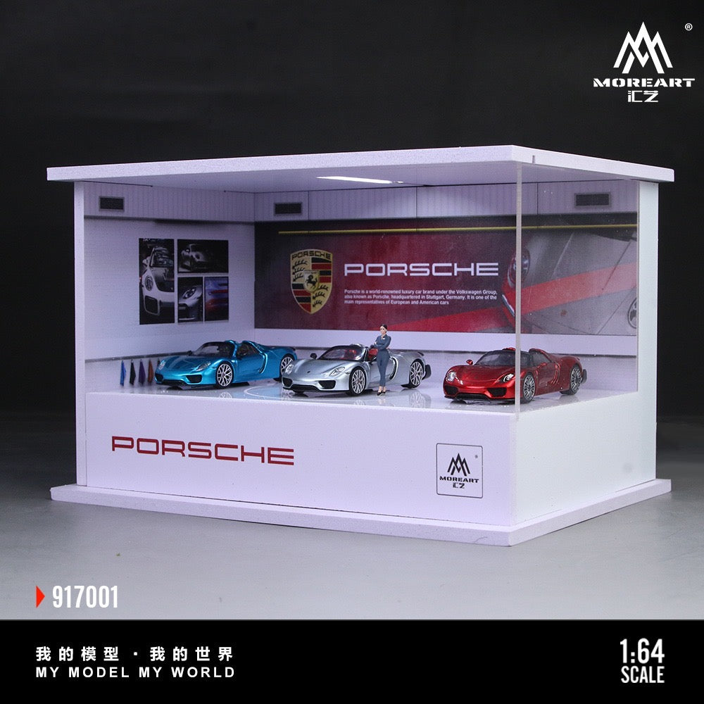 MoreArt - Porsche Turntable Exhibition Hall - Diorama mit Beleuchtung und Figur - MO917001