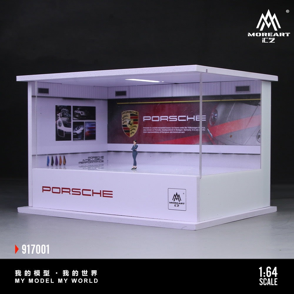 MoreArt - Porsche Turntable Exhibition Hall - Diorama mit Beleuchtung und Figur - MO917001