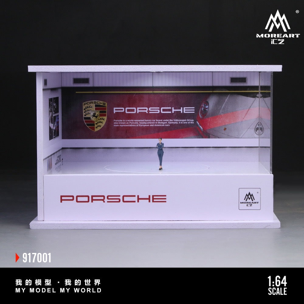 MoreArt - Porsche Turntable Exhibition Hall - Diorama mit Beleuchtung und Figur - MO917001