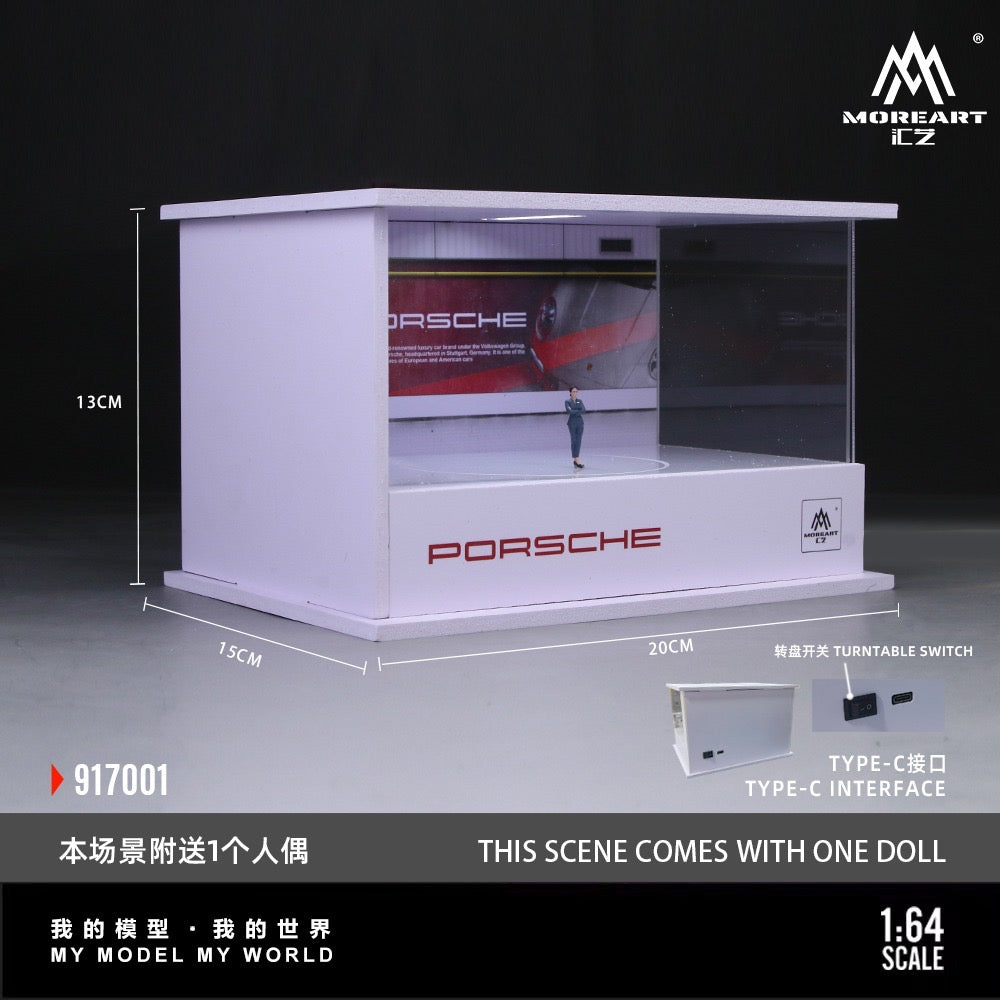 MoreArt - Porsche Turntable Exhibition Hall - Diorama mit Beleuchtung und Figur - MO917001