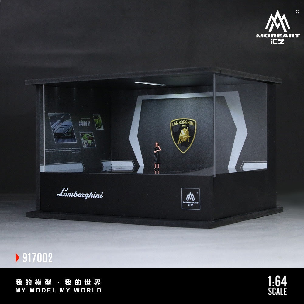 MoreArt - Pre-Order - Lamborghini  Turntable Exhibition Hall - Diorama mit Beleuchtung und Figur - MO917002