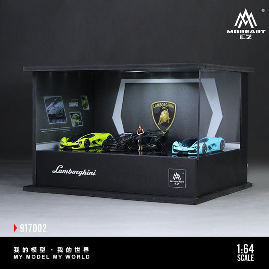MoreArt - Pre-Order - Lamborghini  Turntable Exhibition Hall - Diorama mit Beleuchtung und Figur - MO917002