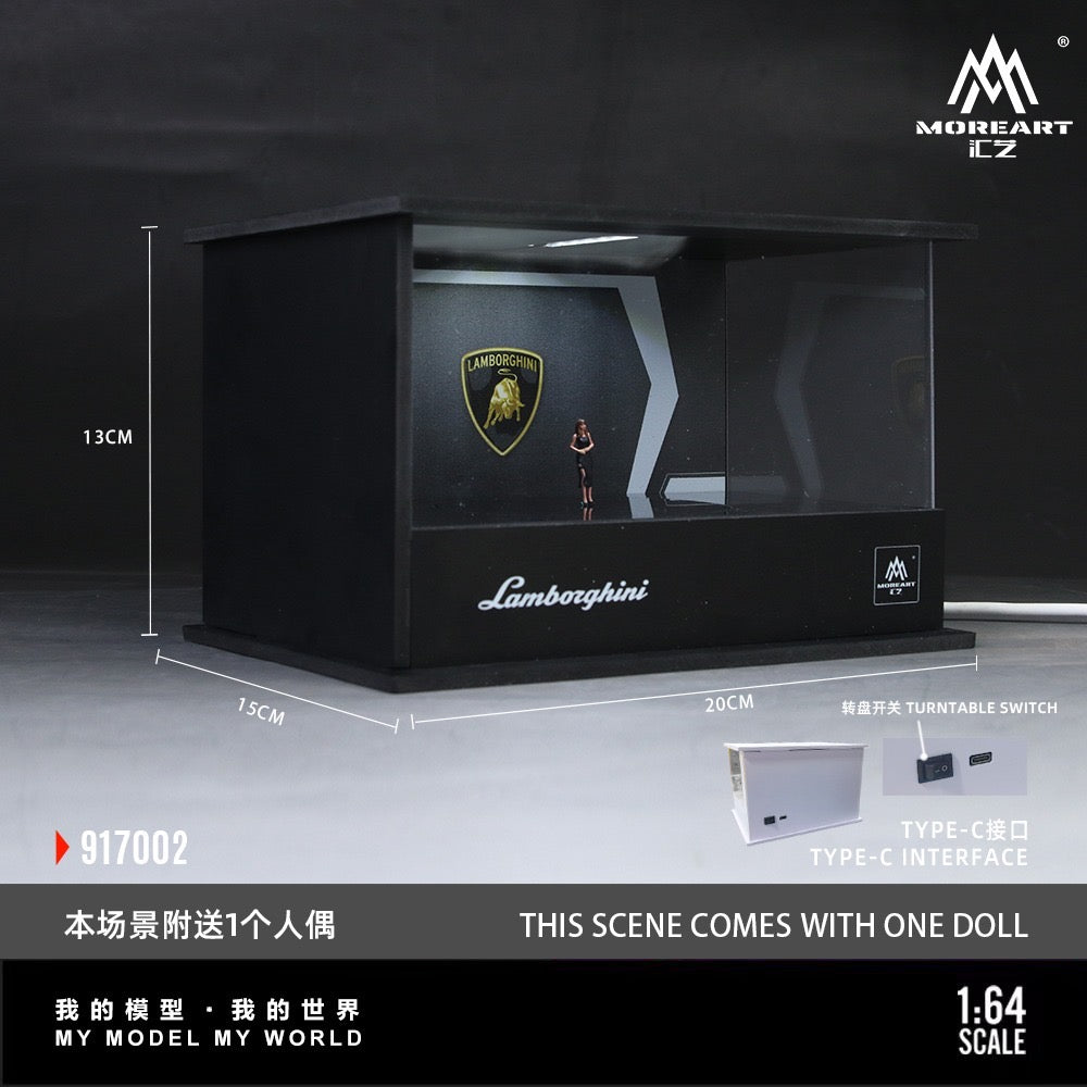 MoreArt - Pre-Order - Lamborghini  Turntable Exhibition Hall - Diorama mit Beleuchtung und Figur - MO917002