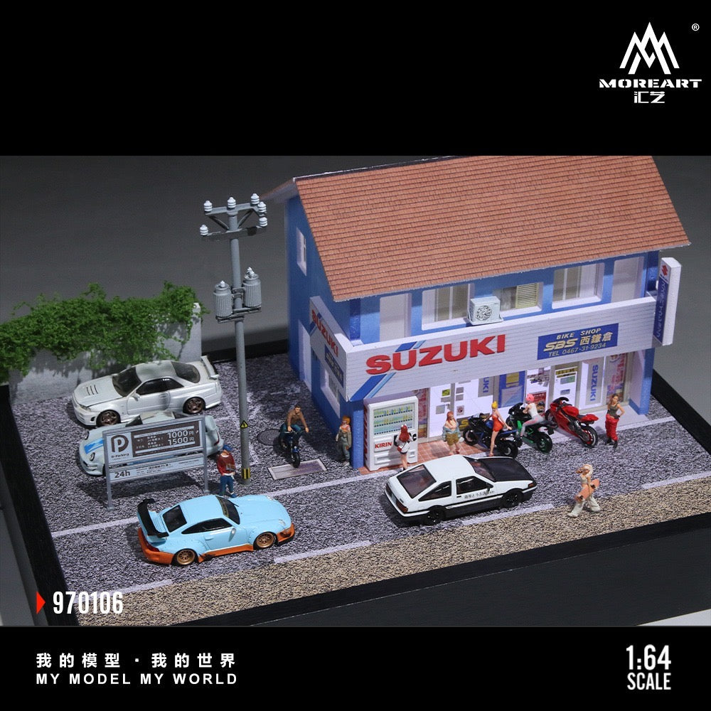 MoreArt - Pre-Order - Suzuki Motorcycle Store Nishi-Kamakura Diorama kleine Version - MO930106