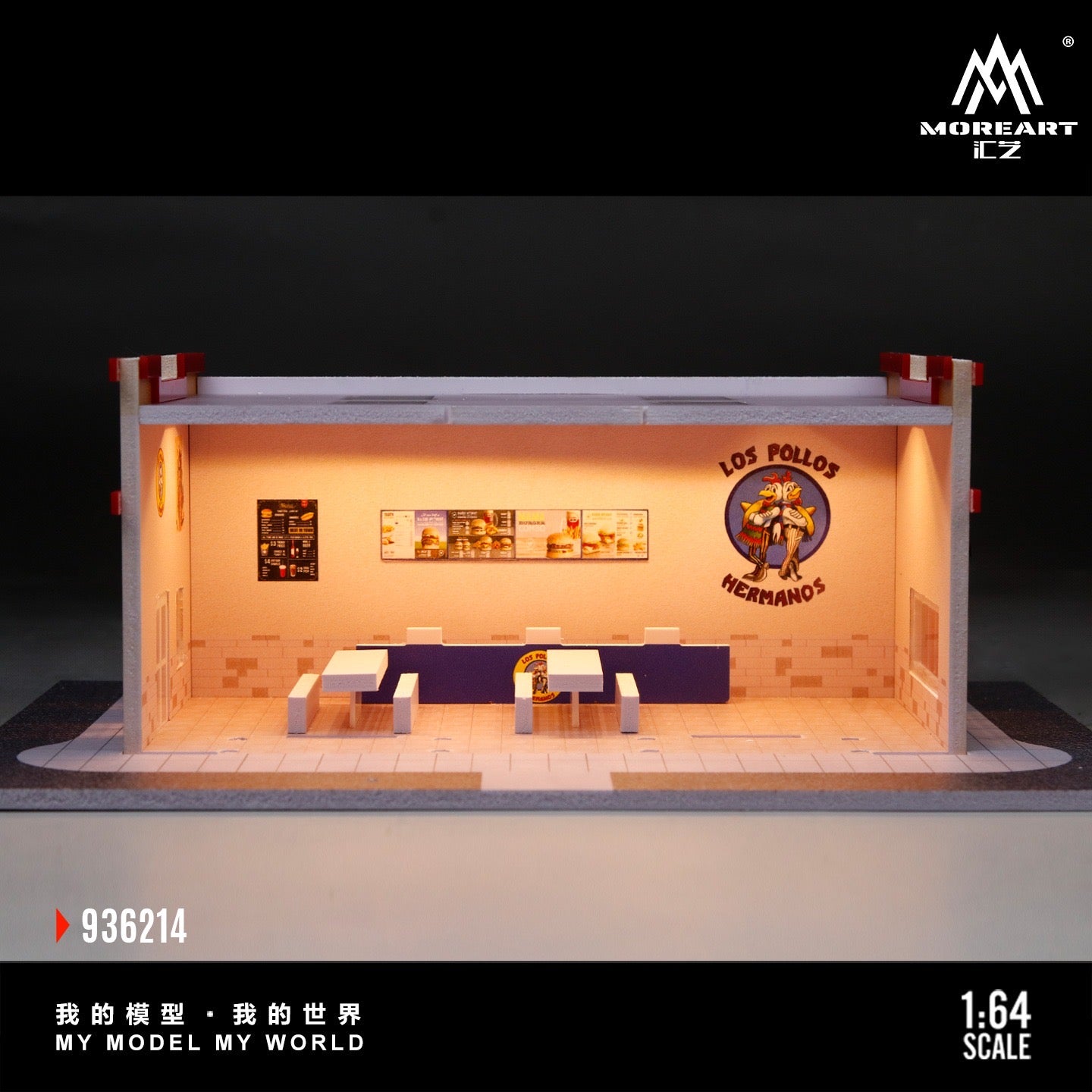 MoreArt - Pre-Order - Los Pollos Hermanos restaurant Diorama mit Beleuchtung - MO936214