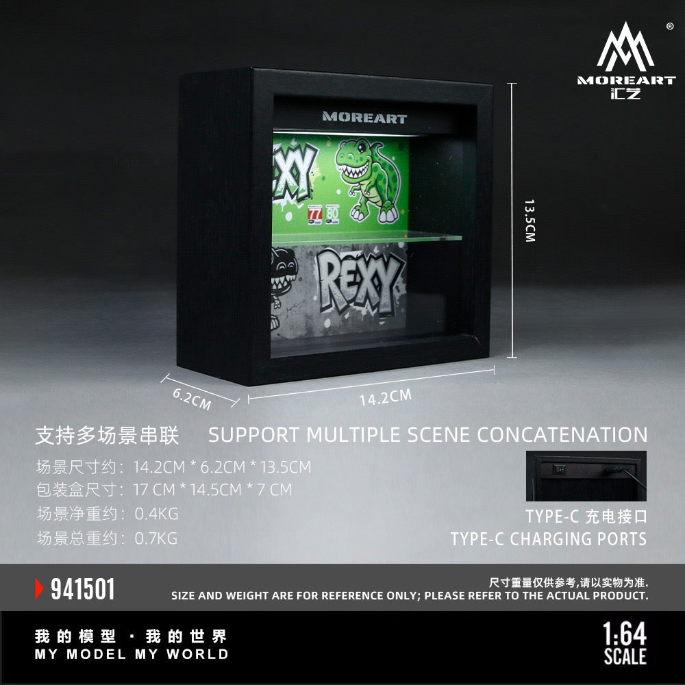 MoreArt - Pre-Order - Wood Picture Frame - Dinosaur Painting - green/grey with fluorescent effect - MO941501