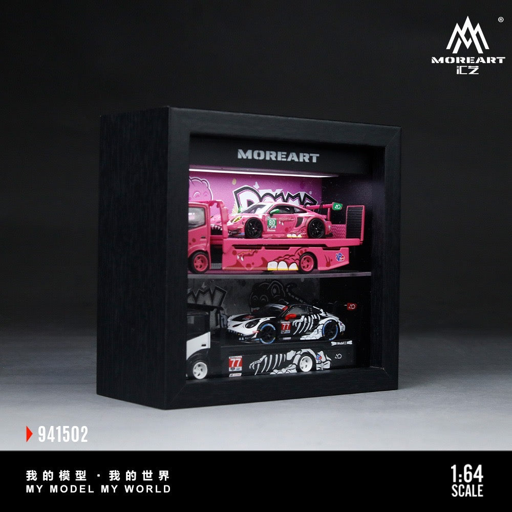 MoreArt - Pre-Order - Wood Picture Frame - Dinosaur Painting - pink/grey with fluorescent effect - MO941502