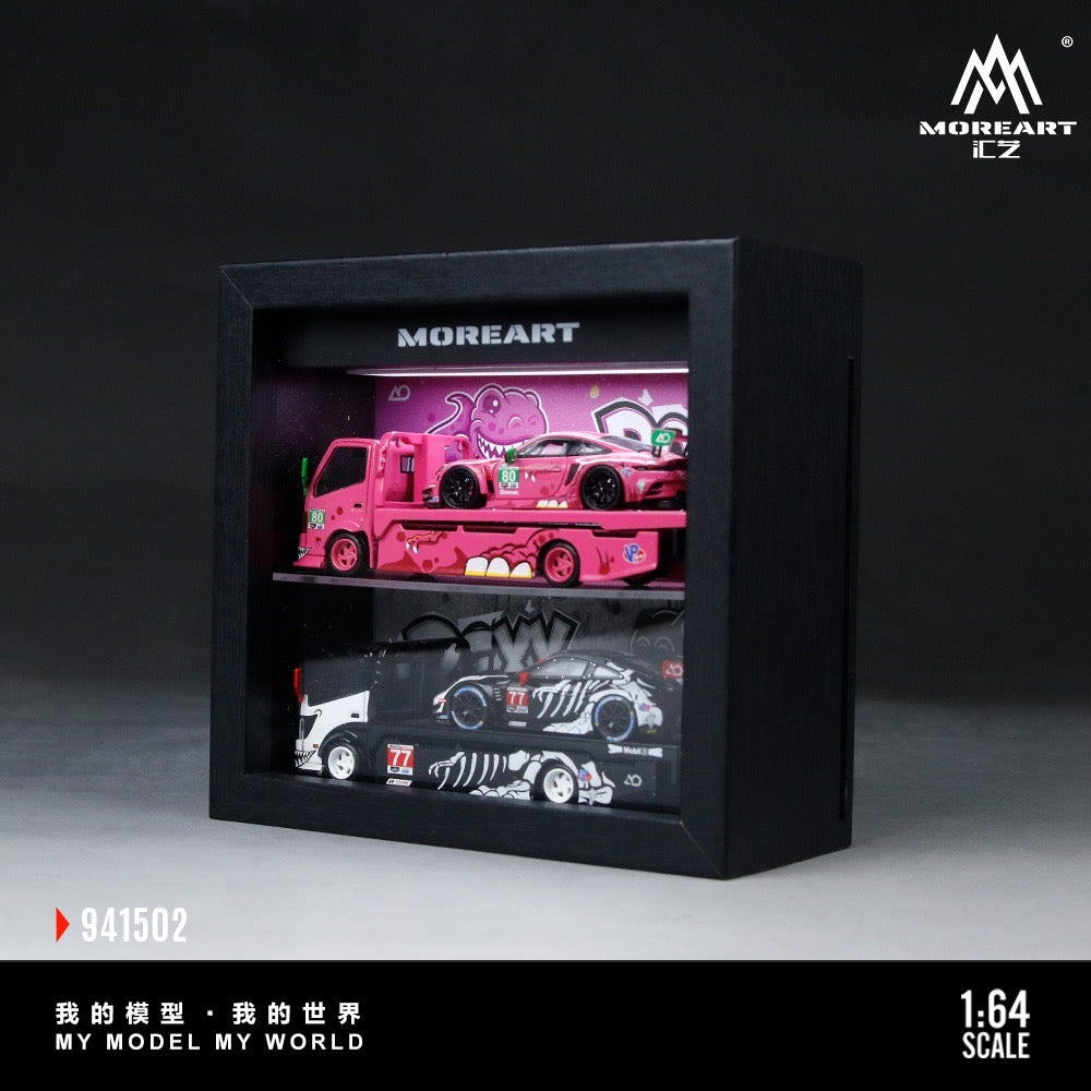 MoreArt - Pre-Order - Wood Picture Frame - Dinosaur Painting - pink/grey with fluorescent effect - MO941502