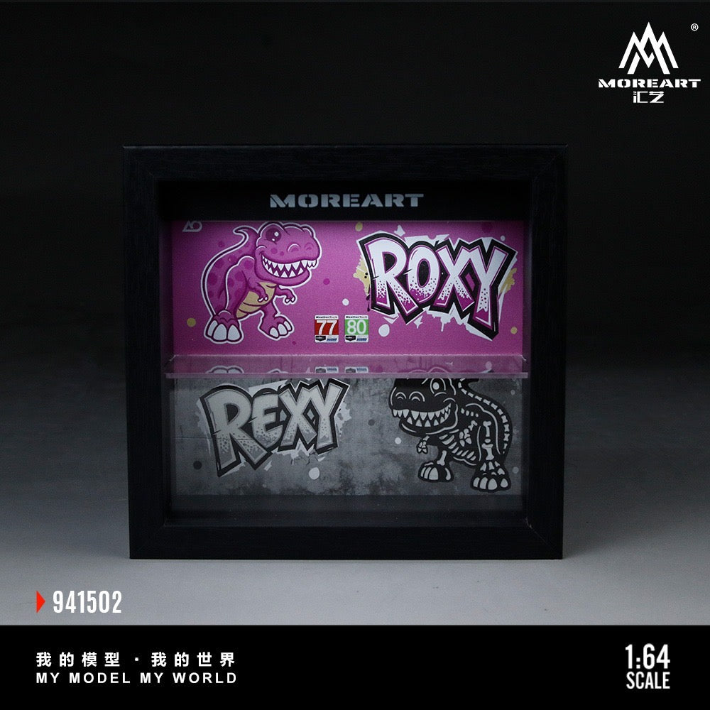 MoreArt - Pre-Order - Wood Picture Frame - Dinosaur Painting - pink/grey with fluorescent effect - MO941502