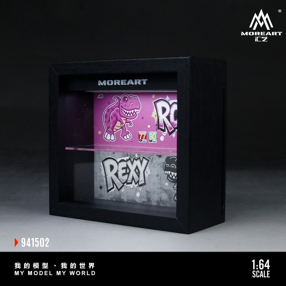 MoreArt - Pre-Order - Wood Picture Frame - Dinosaur Painting - pink/grey with fluorescent effect - MO941502
