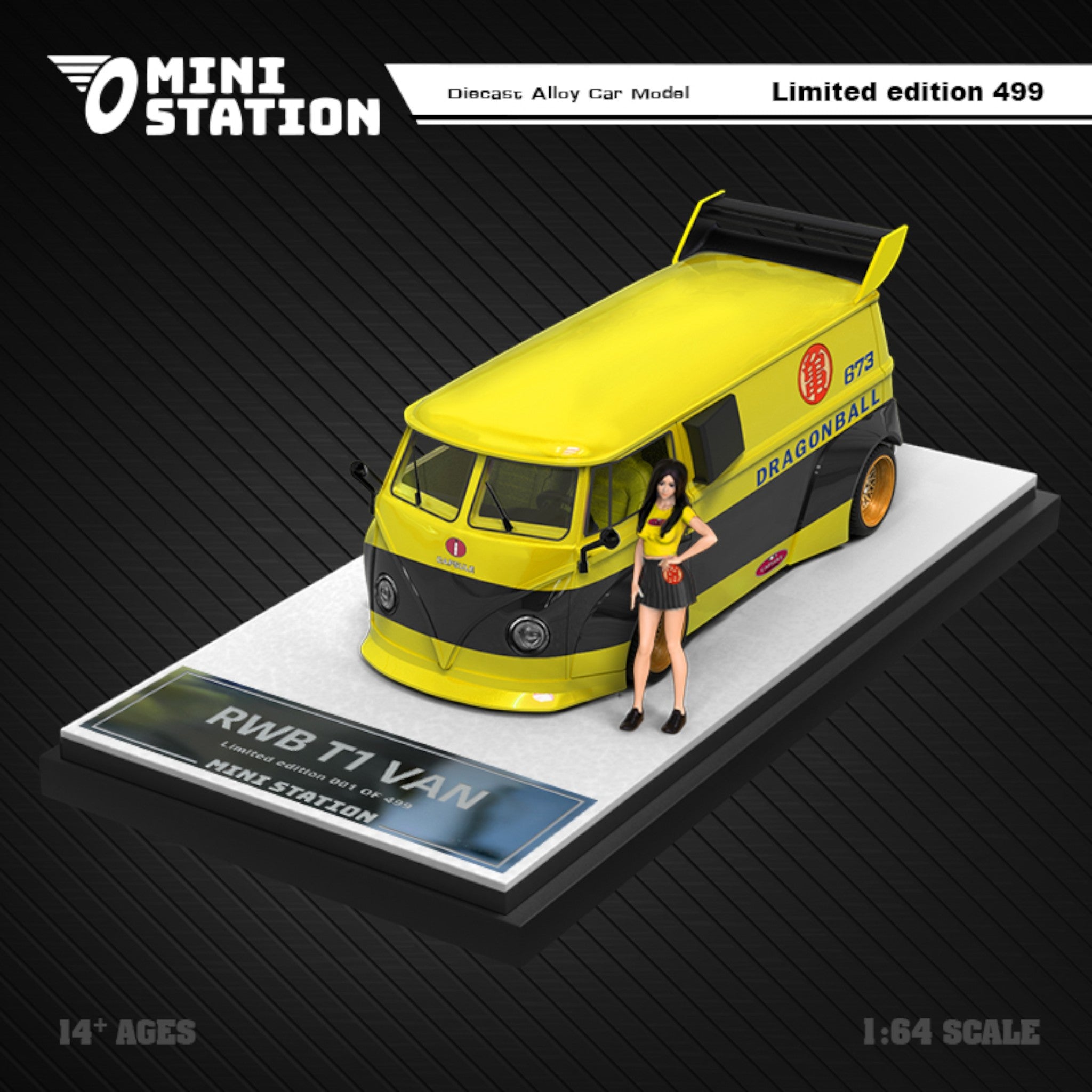 MiniStation - RWB Volkswagen T1 VAN mit Figur - Dragonball – einszu64