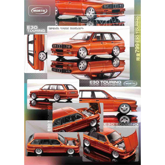Mortal Diecast - Pre-Order - BMW E30 Wagon wide-body, orange - MO64-E30-ORG