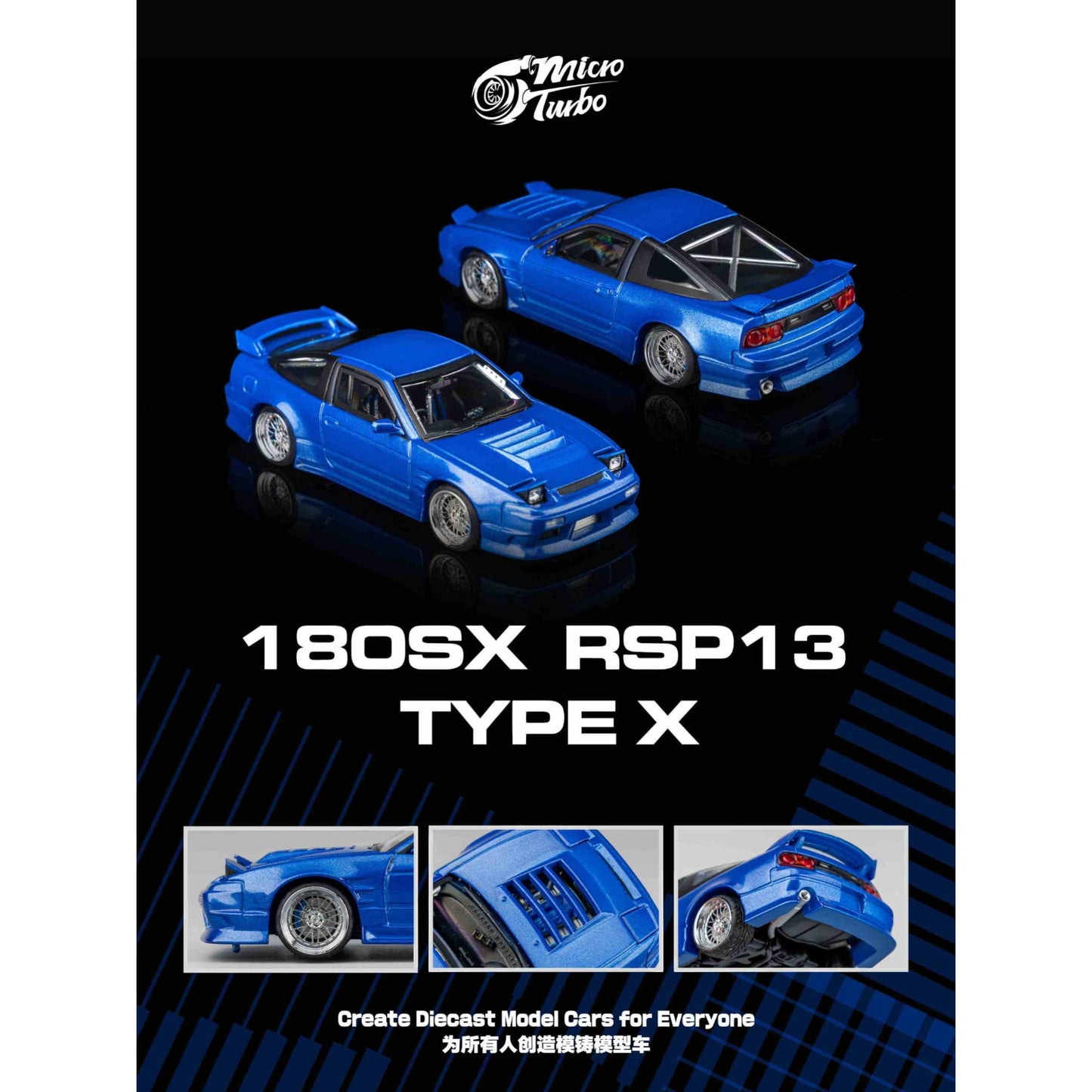 MicroTurbo - Pre-Order - Custom 180SX Type X, Metallic Blue - MT6407B3