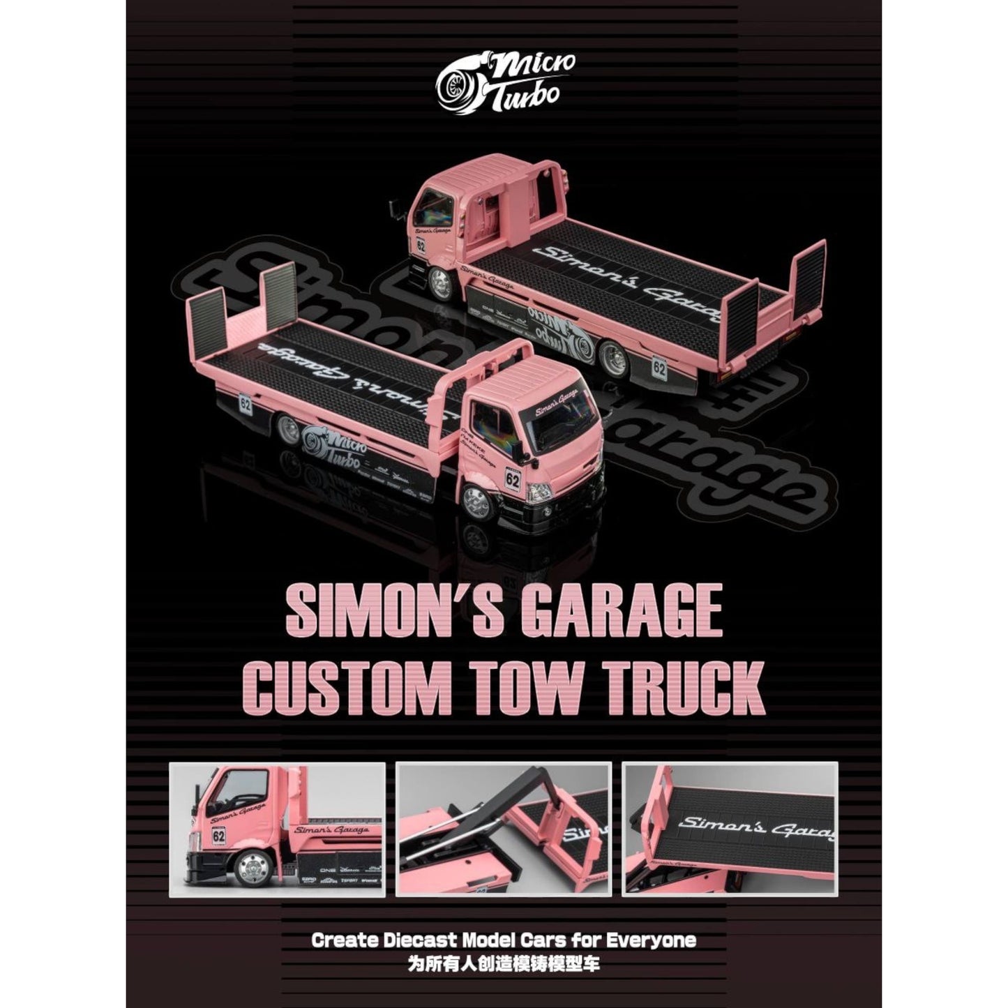 MicroTurbo - Pre-Order - Simon Garage Set - Custom 180SX & Custom Hauler, pink