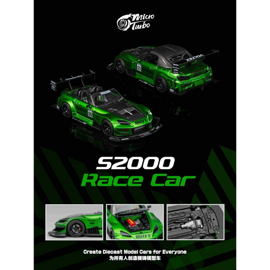MicroTurbo - Pre-Order - Custom S2000 Race Car, Metallic Green - MT6408A9