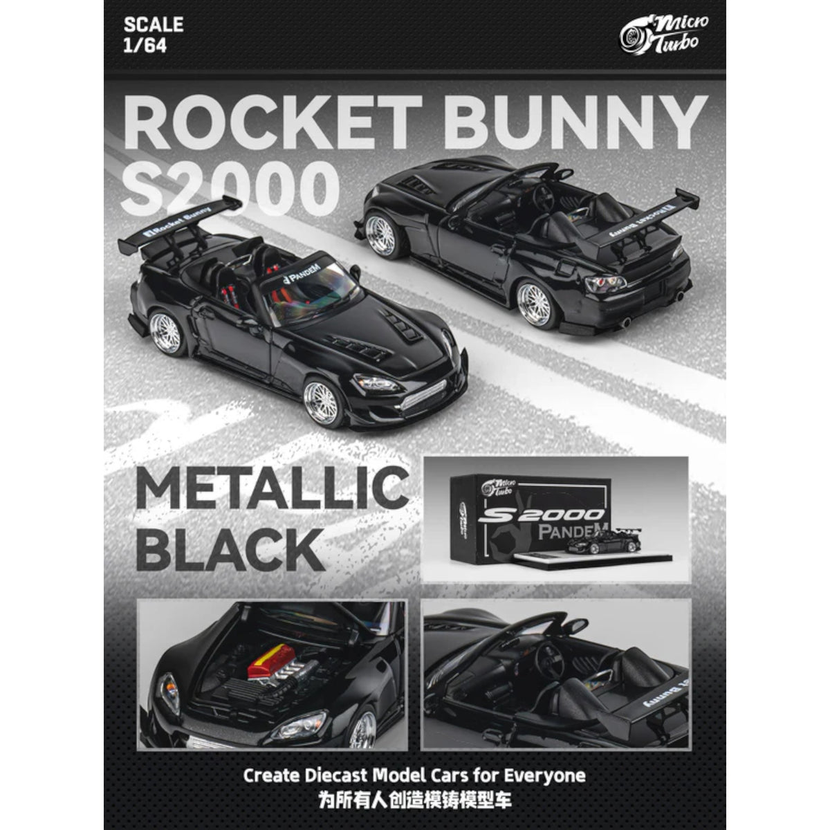 MicroTurbo - Custom S2000 Rocket Bunny - Metallic Black - MT6408B3