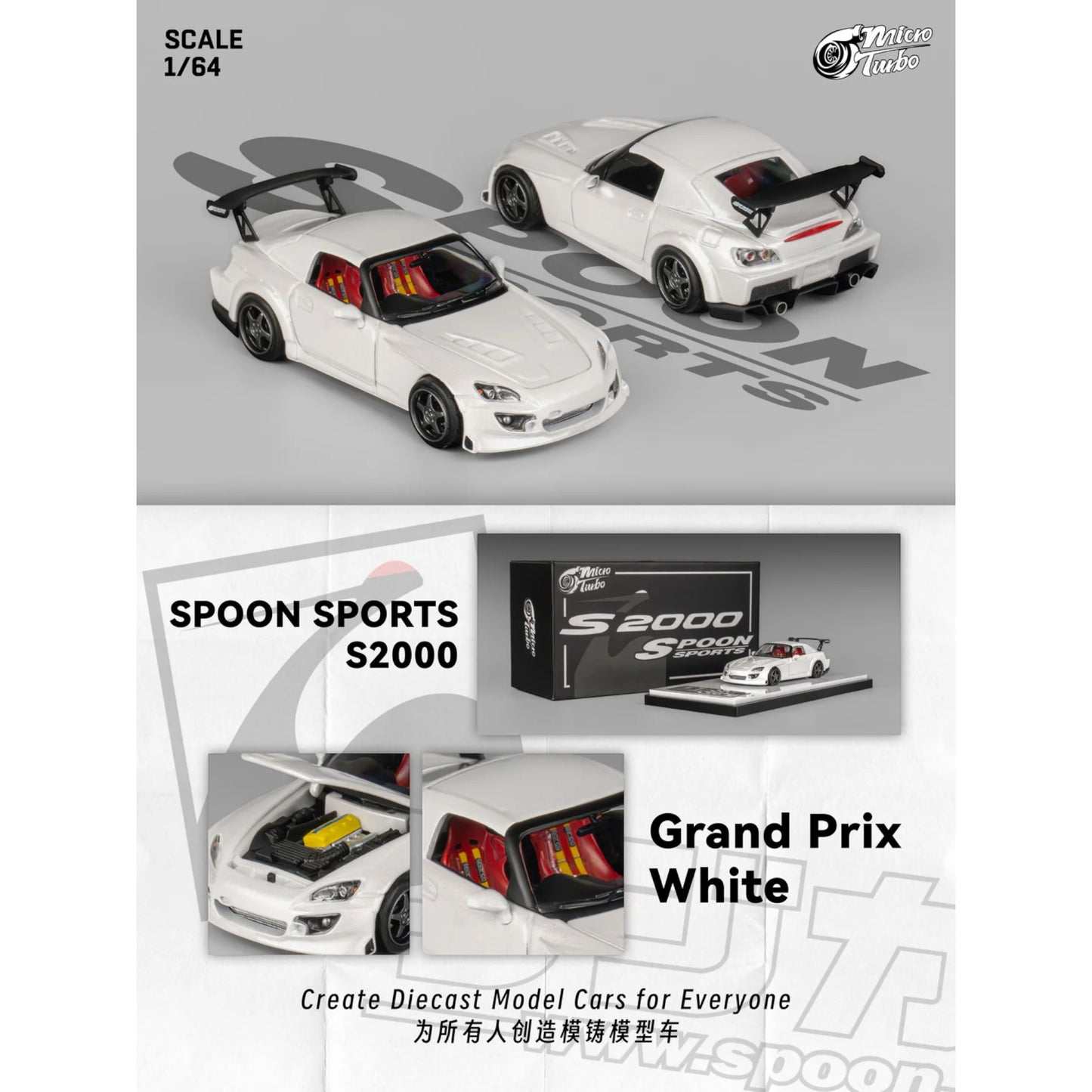 Micro Turbo - Spoon Sports S2000, Grand Prix white - MT6408C1