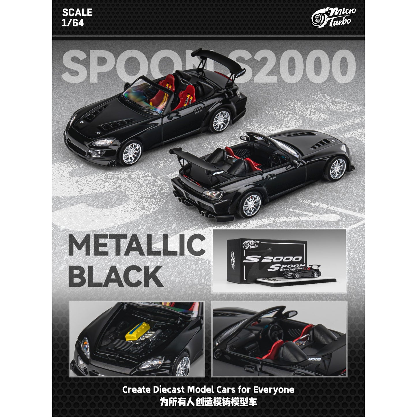 MicroTurbo - Custom S2000 Spoon, metallic black - MT6408C2