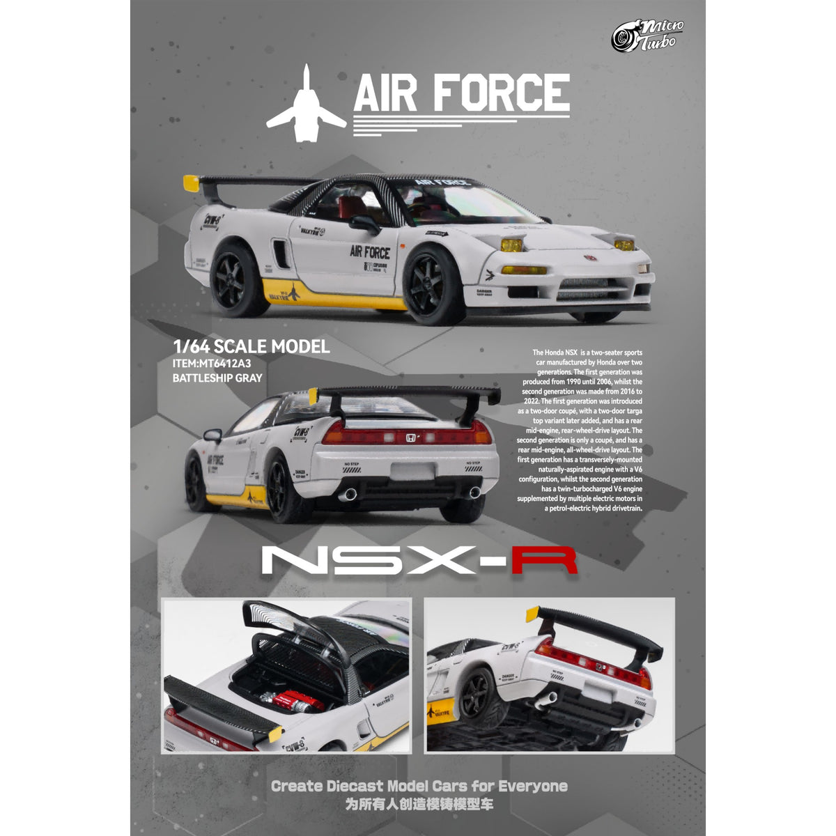 MicroTurbo - Pre-Order - Custom NSX-R NA1, Air Force - MT6412A3