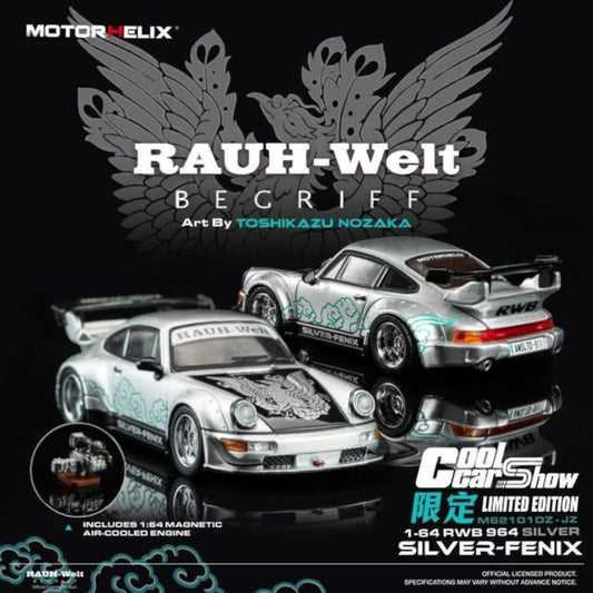 Motorhelix x Toshikazu Nozaka - RWB 964 Silver-Fenix with Air-Cooled Engine Display - 2026 Cool Car Show