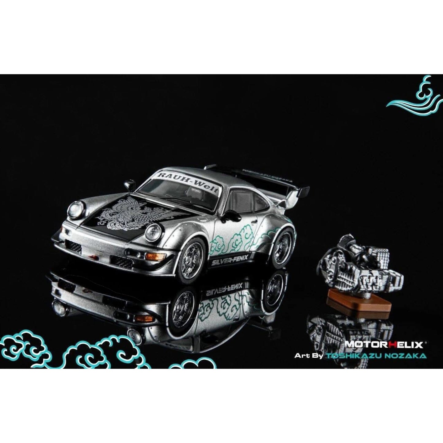 Motorhelix x Toshikazu Nozaka - RWB 964 Silver-Fenix with Air-Cooled Engine Display - 2026 Cool Car Show