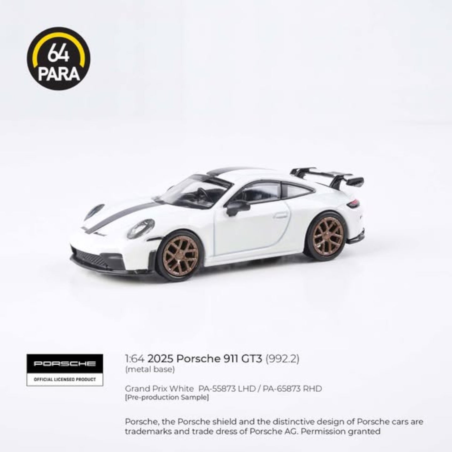 PARA64 - Pre-Order - 2025 Porsche 911 GT3 - Grand Prix White - PA-55873 (LHD)