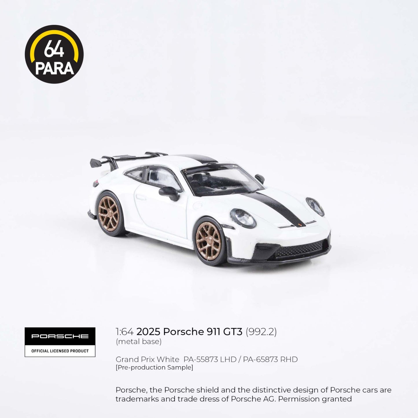 PARA64 - Pre-Order - 2025 Porsche 911 GT3 - Grand Prix White - PA-55873 (LHD)