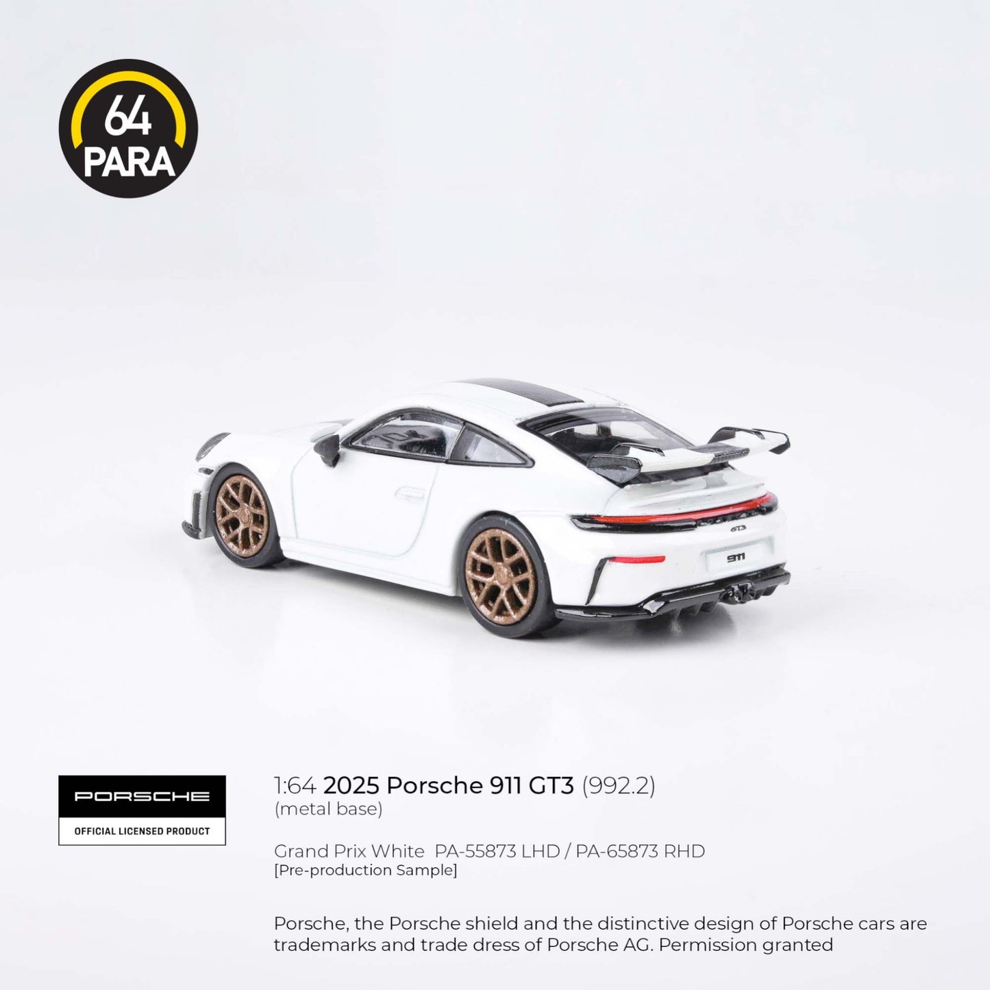 PARA64 - Pre-Order - 2025 Porsche 911 GT3 - Grand Prix White - PA-55873 (LHD)
