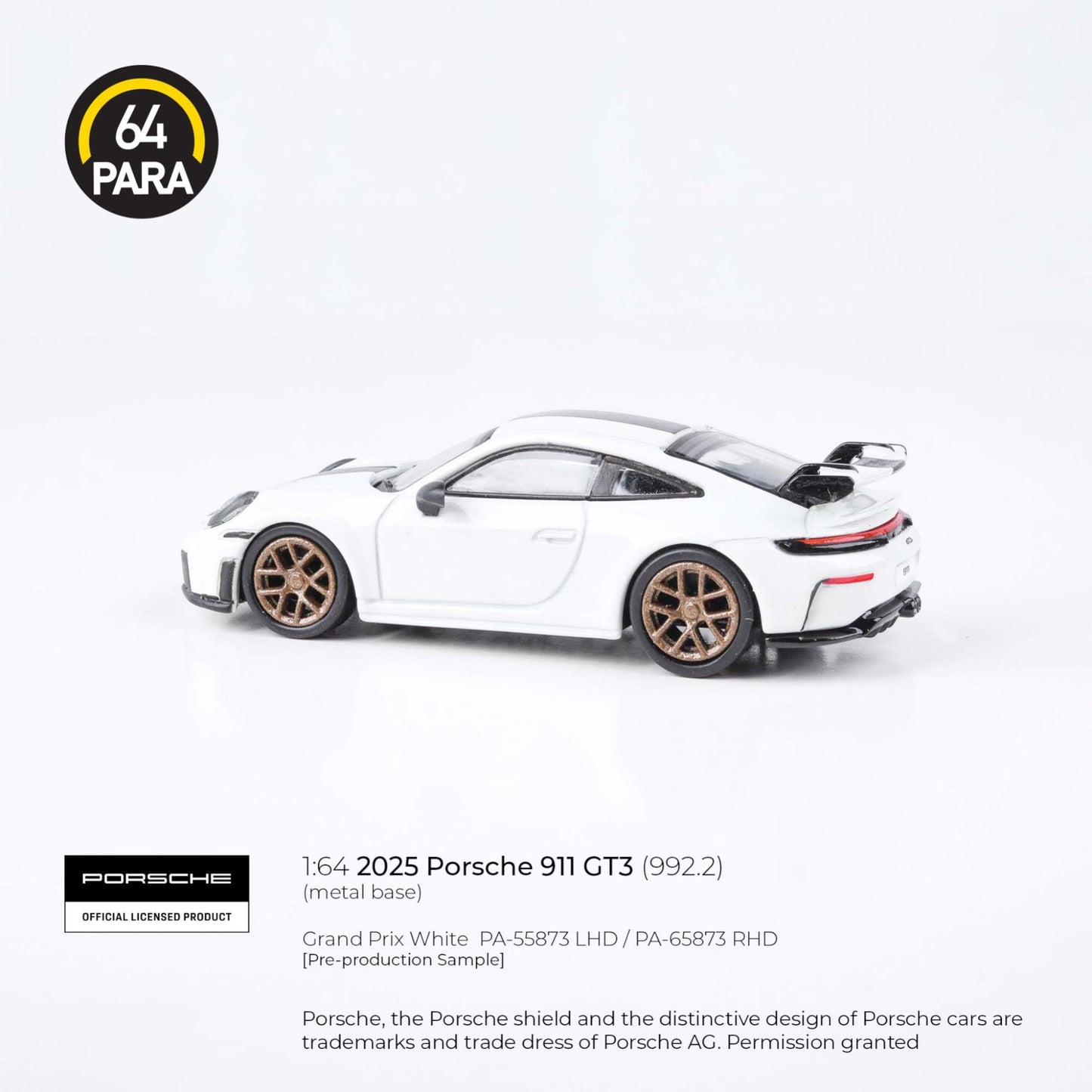 PARA64 - Pre-Order - 2025 Porsche 911 GT3 - Grand Prix White - PA-55873 (LHD)