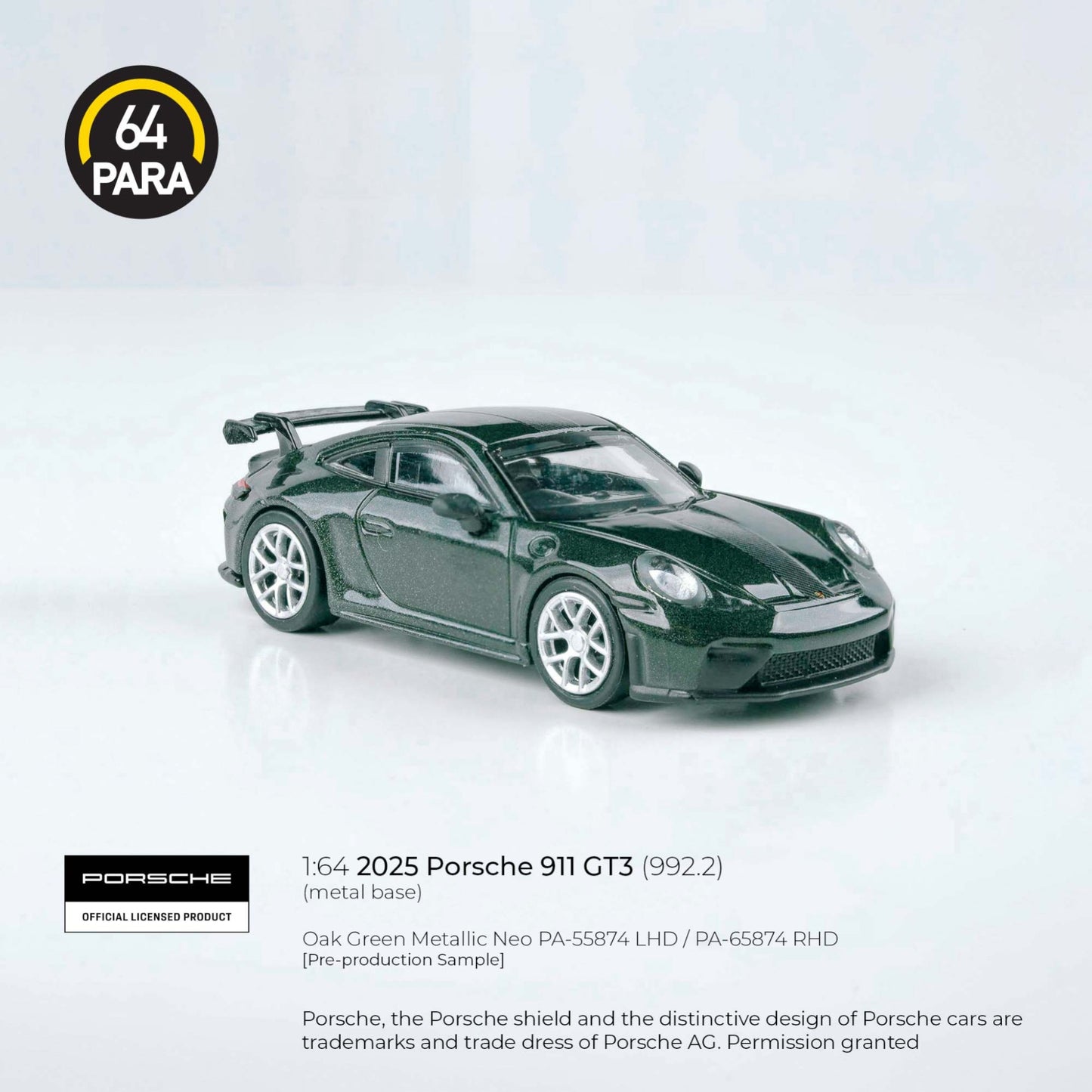 PARA64 - Pre-Order - 2025 Porsche 911 GT3 - Oak Green Metallic - PA-55874 (LHD) (Kopie)