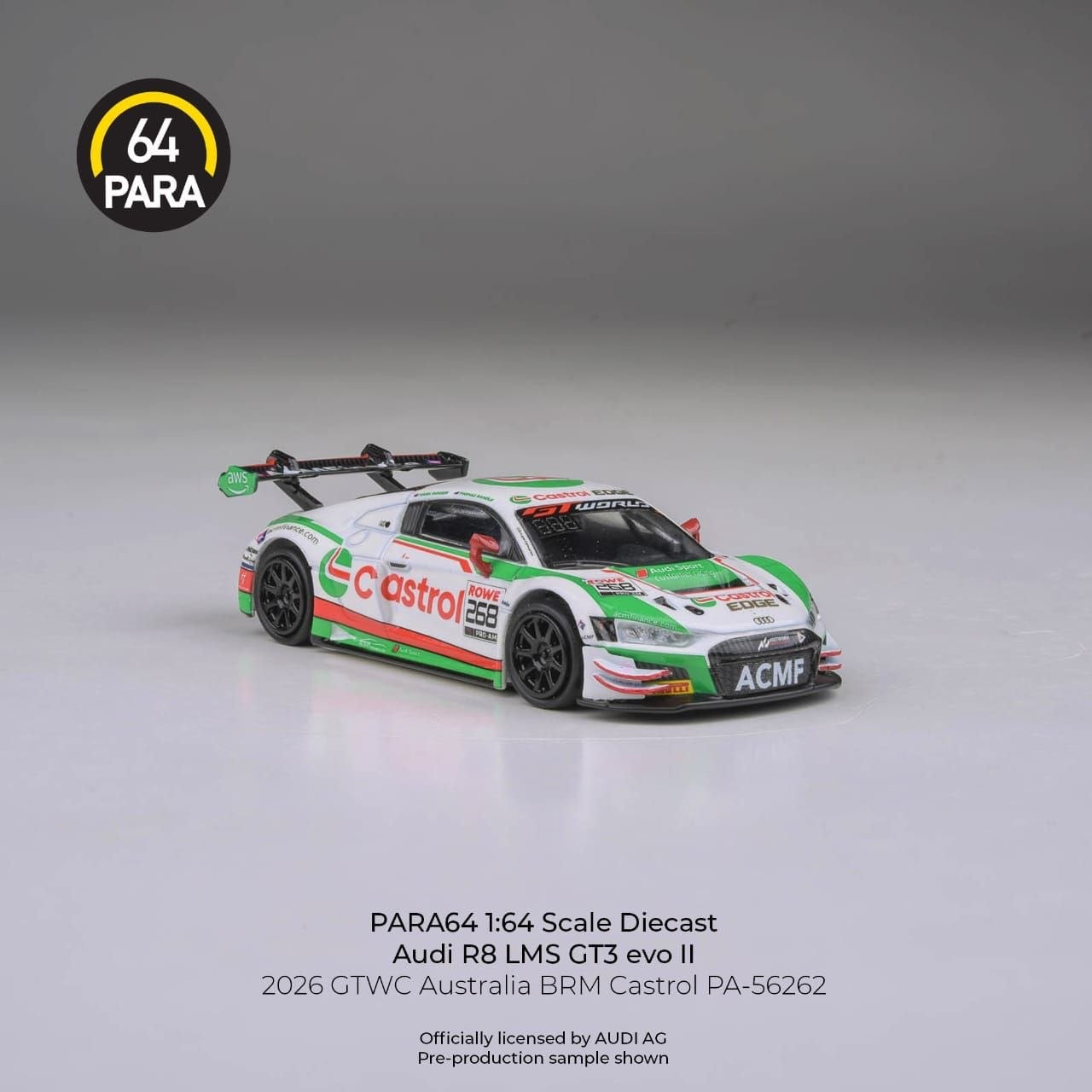 PARA64 - Pre-Order - Audi R8 LMS GT3 EVO II - 2026 GTWC Australia BRM Castrol - PA-56262