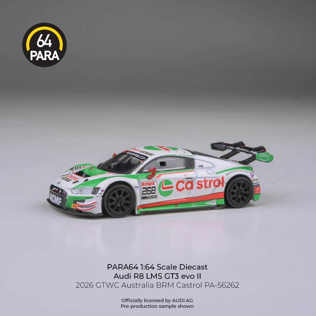 PARA64 - Pre-Order - Audi R8 LMS GT3 EVO II - 2026 GTWC Australia BRM Castrol - PA-56262