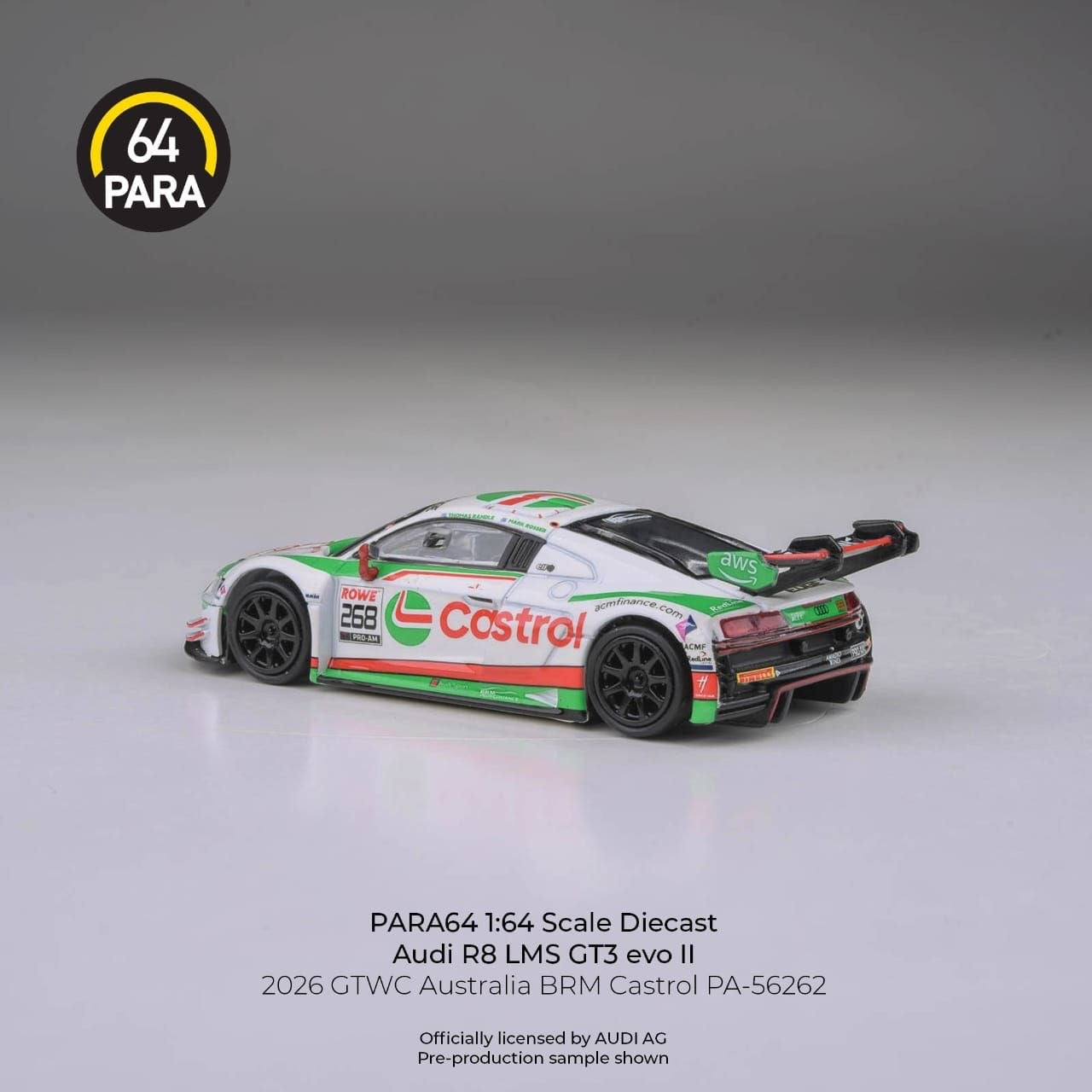 PARA64 - Pre-Order - Audi R8 LMS GT3 EVO II - 2026 GTWC Australia BRM Castrol - PA-56262