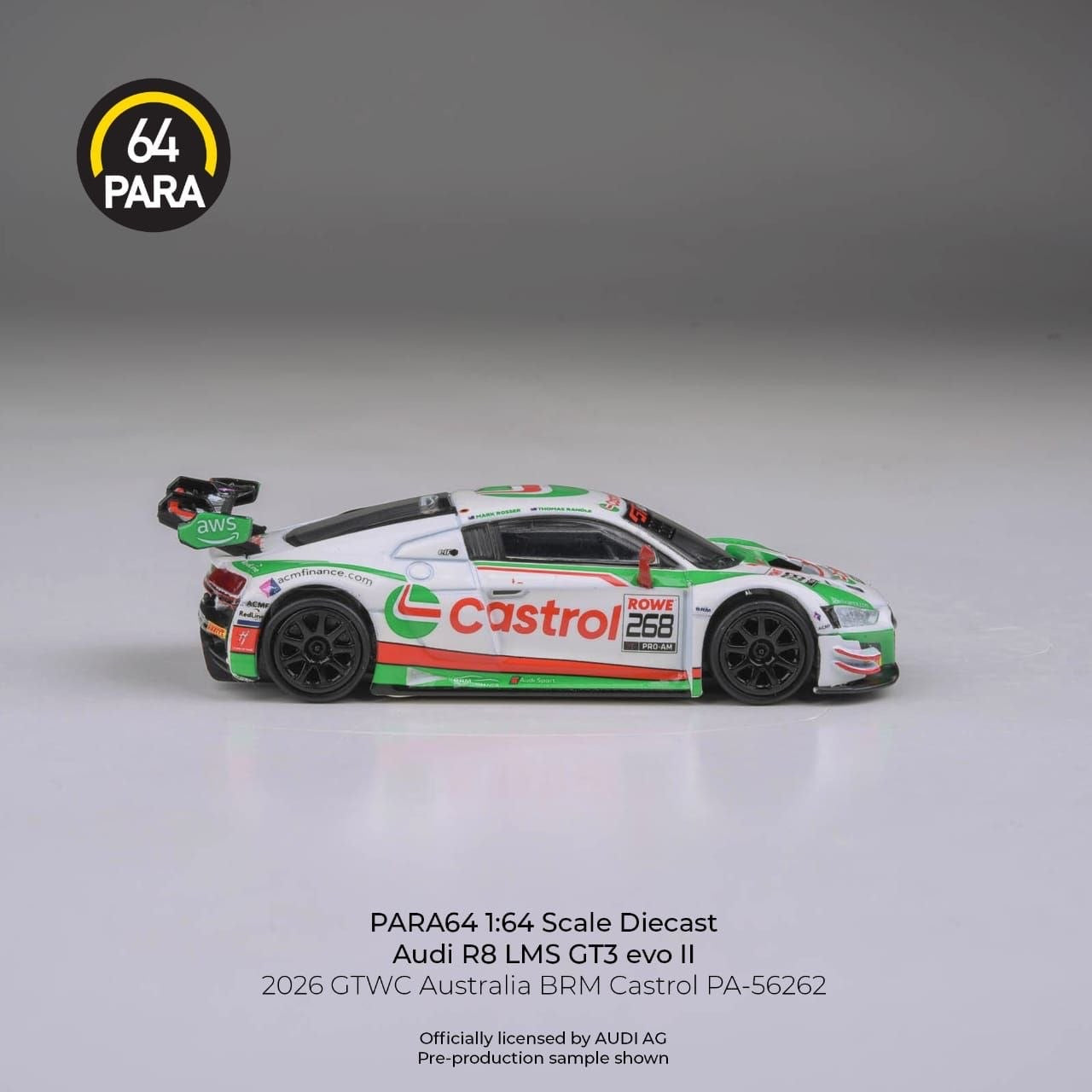PARA64 - Pre-Order - Audi R8 LMS GT3 EVO II - 2026 GTWC Australia BRM Castrol - PA-56262