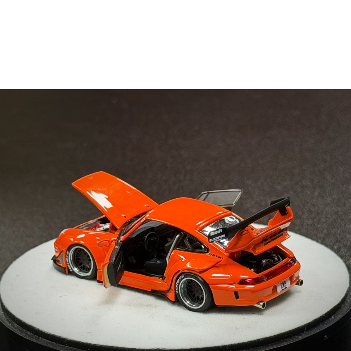 PGM Diecast - Pre-Order - RWB993  Bright Orange with Luxury (Round Base) - PGM-640315-O