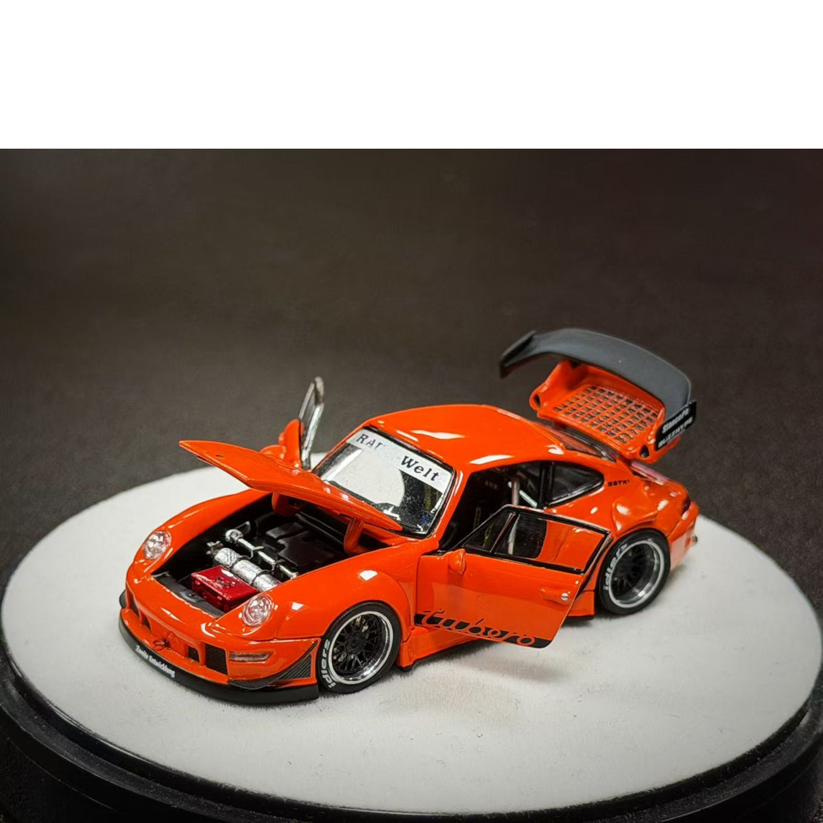 PGM Diecast - Pre-Order - RWB993  Bright Orange with Luxury (Round Base) - PGM-640315-O