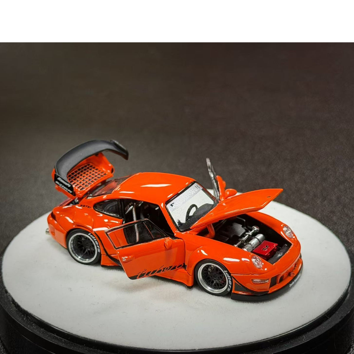 PGM Diecast - Pre-Order - RWB993  Bright Orange with Luxury (Round Base) - PGM-640315-O