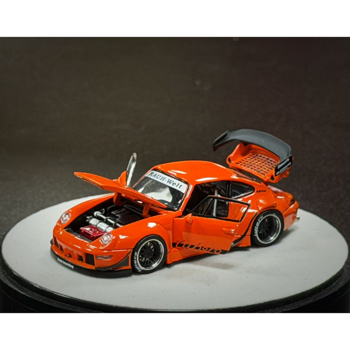 PGM Diecast - Pre-Order - RWB993  Bright Orange with Luxury (Round Base) - PGM-640315-O