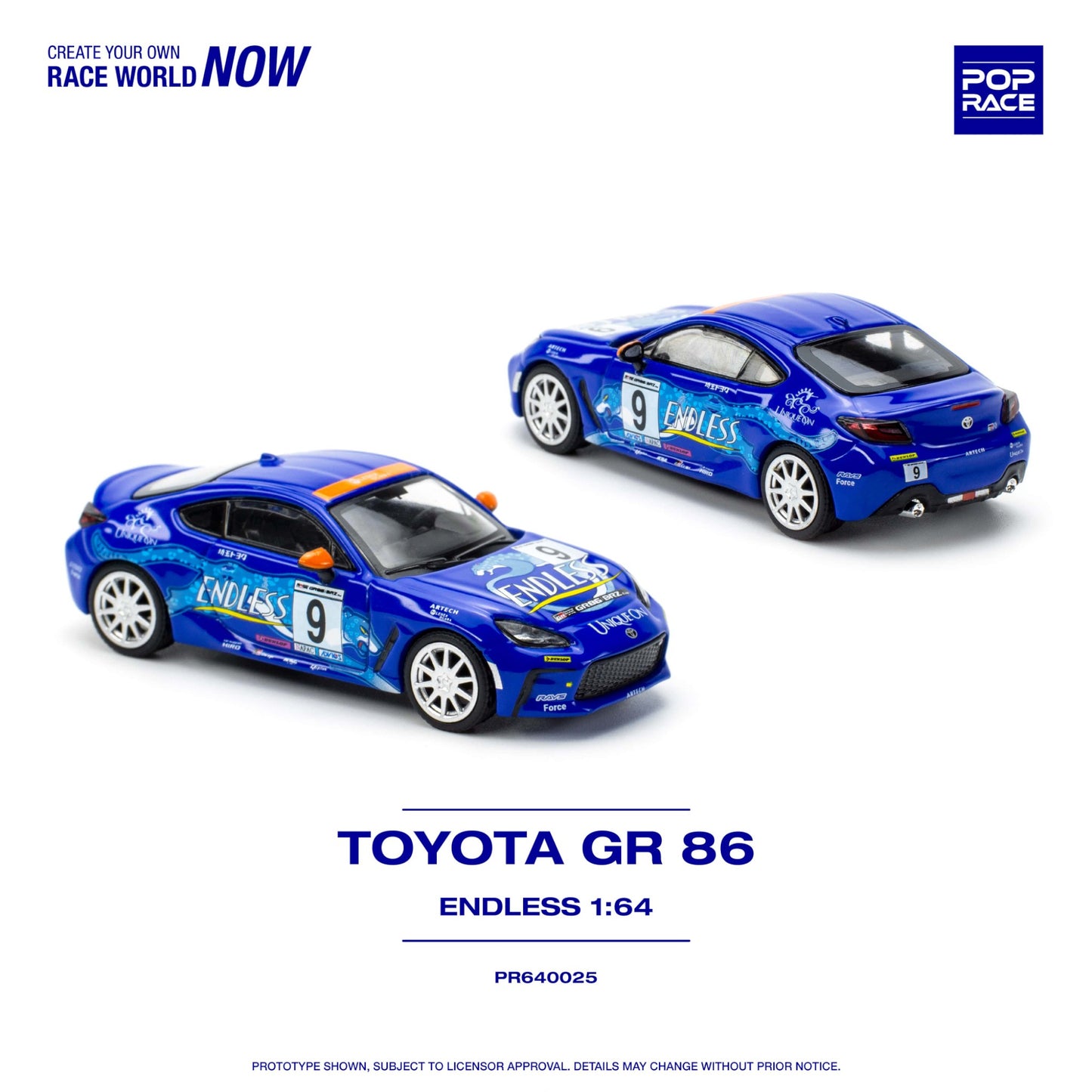 Pop Race - Toyota GR86 #9 *Endless*, blue - PR640025 - 1:64