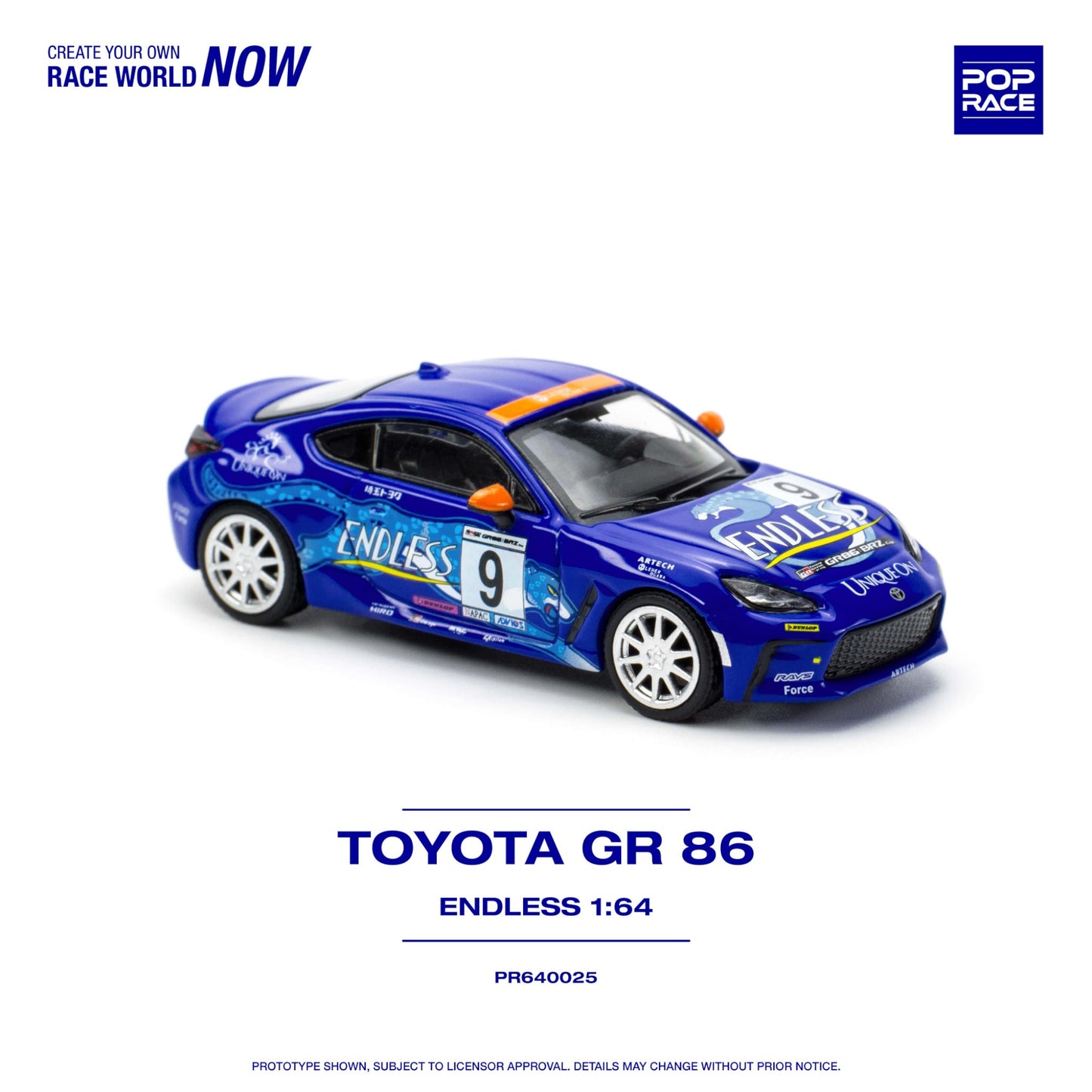 Pop Race - Toyota GR86 #9 *Endless*, blue - PR640025 - 1:64