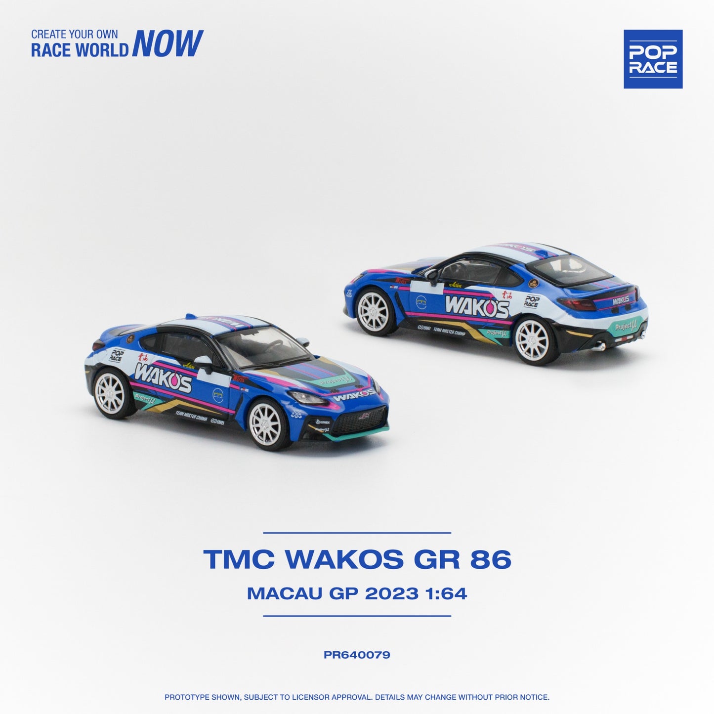 Pop Race - 2023 Toyota GR86 TMC Wako's Macau GP, blue/white/pink - PR640079 - 1:64