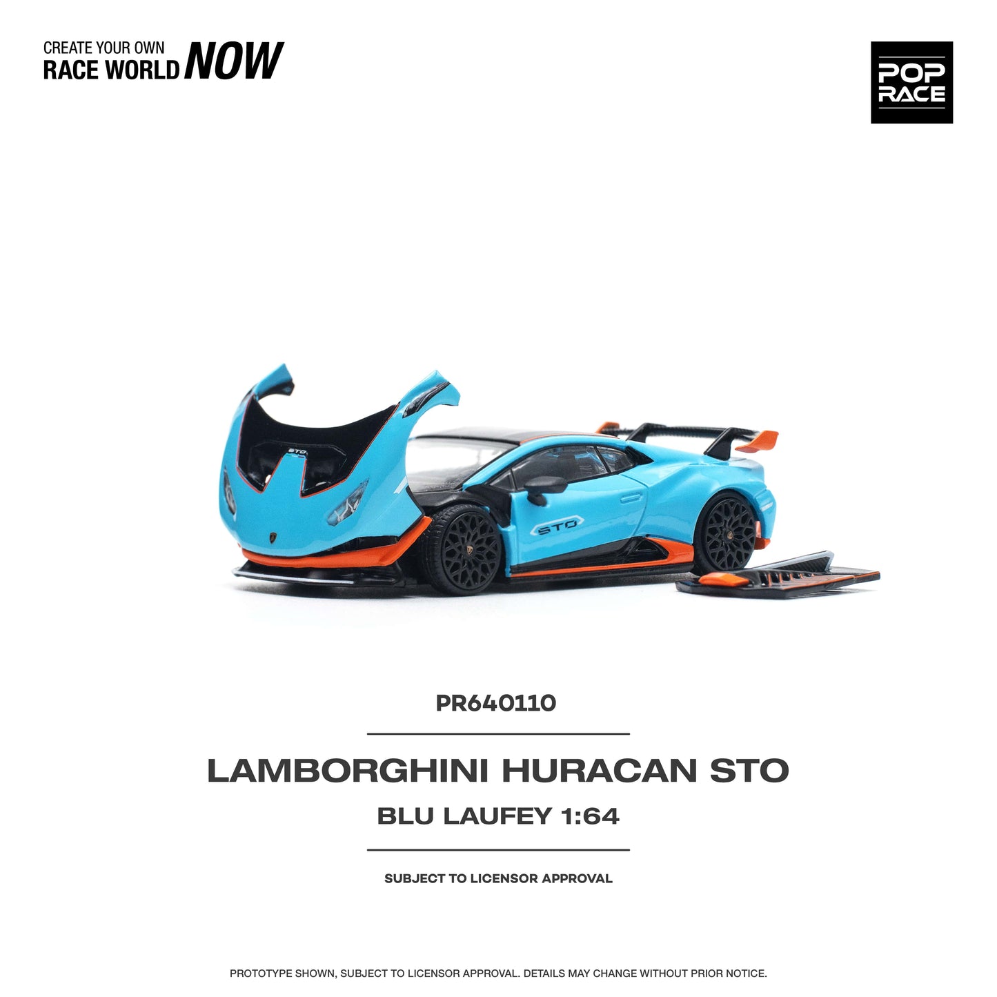 Pop Race - Pre-Order -  Lamborghini Huracan, STO blu laufey - PR640110 - 1:64